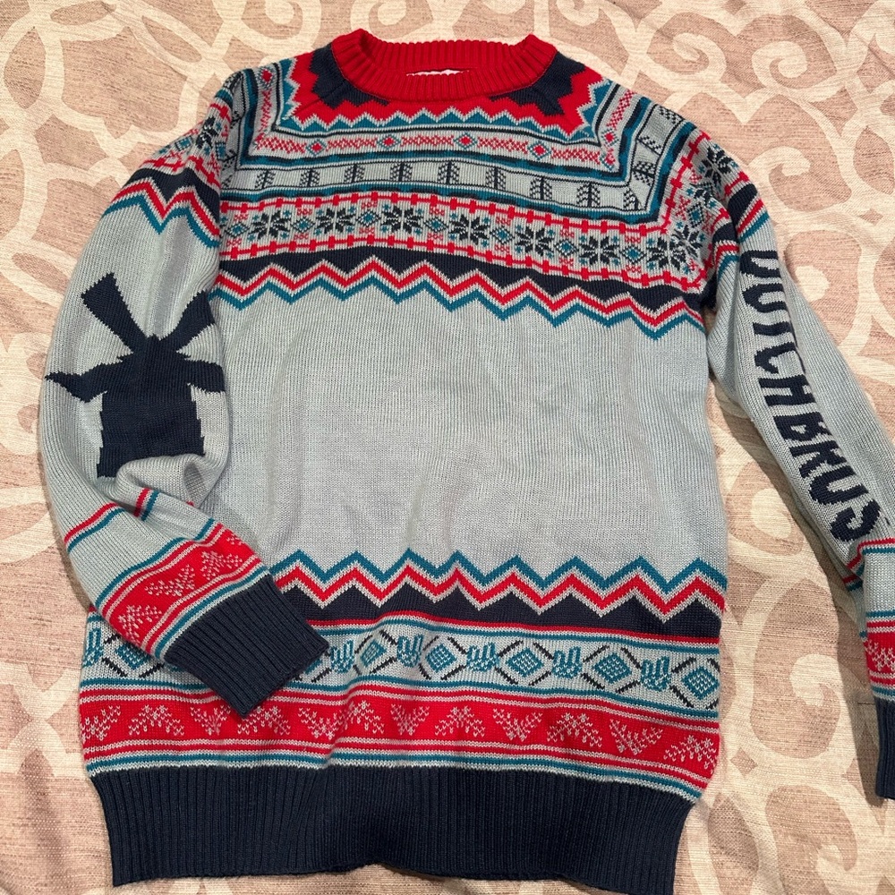 Dutch Bros. Nordic Sweater Sz M Blue/Red